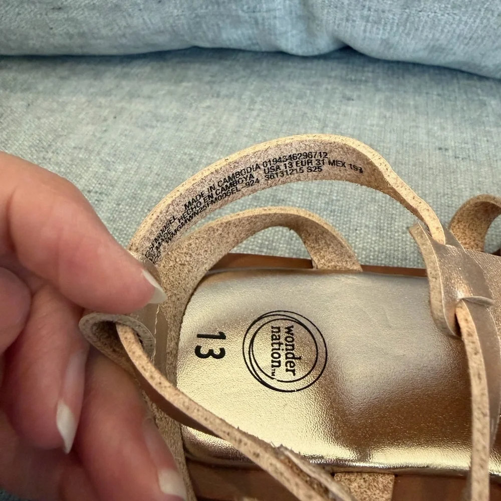 Wonder Nation Kids Rose Gold Strappy Sandals